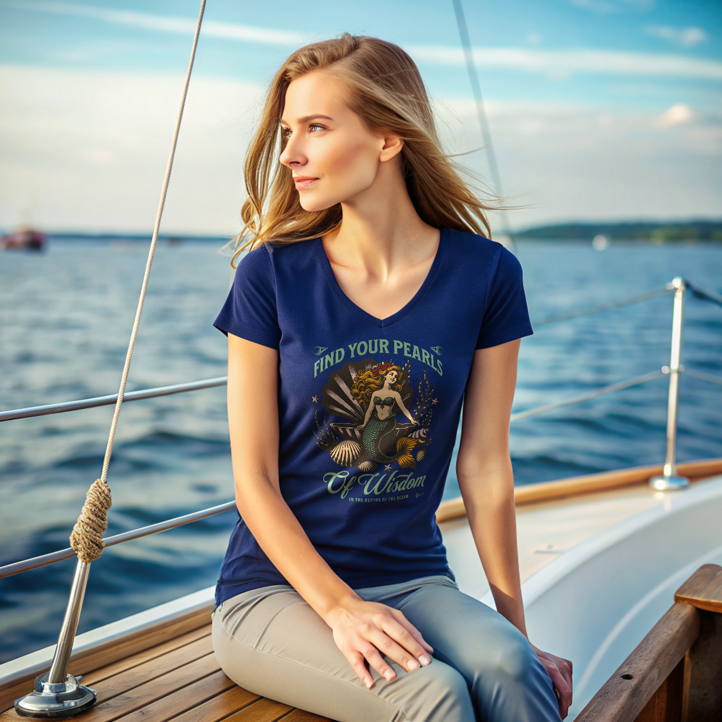 Pearls Woman's v-neck tee